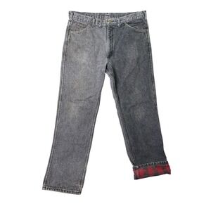 Vtg OshKosh Jeans Men 40x32 Gray Flannel Lined Denim Straight Leg 90s Grunge